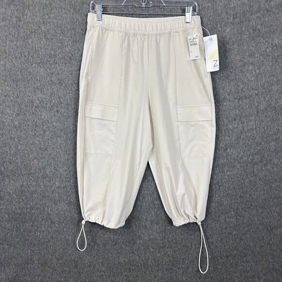 Z by Zella Pants Womens Small Cream Gray Moonbeam Cargo Jogger Ripstop RZA95620M - Picture 1 of 16
